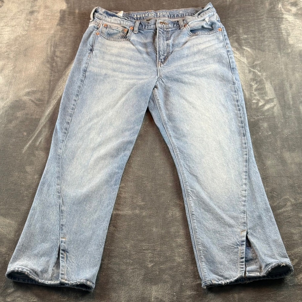 American Eagle Women's Jeans 90's Bootcut Size 12 High Rise‎ Split Hem